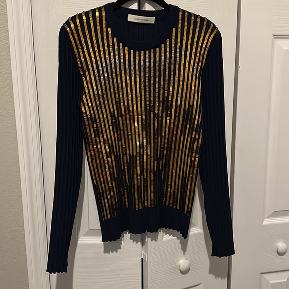 Cedric Charlier Gold Sparkle Stretch Sweater - Fits XS-M - Picture 1 of 4